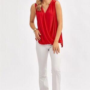 Brand new Red Sleeveless V-Neck Blouse